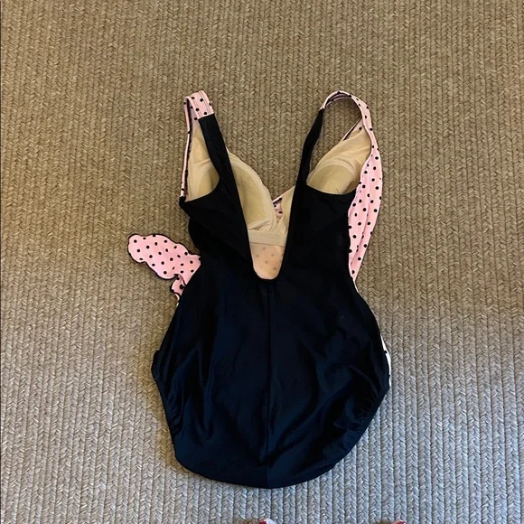 Longitude pink and black polka dot size 14 bathing suit one piece - Picture 2 of 5